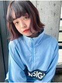 【佐藤諒】顔周りレイヤーウェーブボブボルドーカラー10代20代