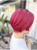 ダブルカラー　ビビットピンク　ショート