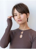 20代30代大人かわいい丸みショート似合わせカットフルバング小顔