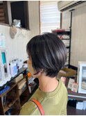 30代40代50代丸みショート×黒髪暗髪