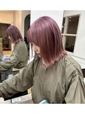 ピンクベージュ/切りっぱなしロブ