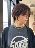 艶のある色っぽい大人ショートボブ/白髪ぼかしハイライト
