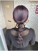 タイトアレンジ タイトヘア 編みおろし 参列ヘア リボンアレンジ