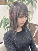 切りっぱなしボブアディクシーカラーオリーブグレージュ堺東