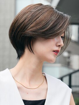 ソワネ 表参道(soigne) 表参道ショートボブ顔周りレイヤーカットアッシュベージュ40代