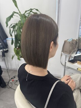 ヘアーズチーク(hair.s chic) 切りっぱなしボブ×オリーブベージュ