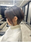 大人かわいい小顔ショートショートヘア30代40代50代白髪ぼかし