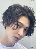 渋谷波巻きパーマ緩めツイストスパイラルセンターパートメンズ