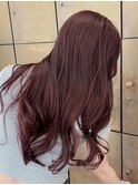 透明感◎ブリーチなしラベンダーピンク×ウェーブ巻き髪