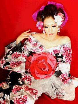 ヘアセットアップス(UP's) ☆作品制作!『バラ帯!花魁風浴衣着付け~』