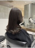 【有坂映哉】透明感オリーブベージュ/切りっぱなしミディアム