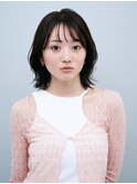 前髪あり顔周りレイヤーウェーブミディアムメルティカラー