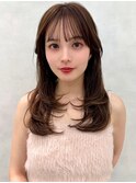 ショコラアッシュヘルシースタイルふんわりカールくびれヘア小顔