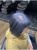 ウルフスタイル　スカイブルー　白髪ぼかし　30代40代50代