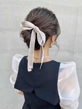 ヘアー アイス ルーチェ(HAIR ICI LUCE) ヘアセットヘアアレンジお呼ばれヘアベロアリボン/中西