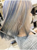 ホワイトベージュ×ブルー