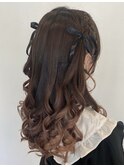編み込みツインヘア