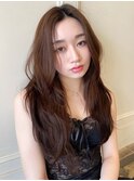 ロングレイヤー×カカオブラウン/透明感カラー/20代/学割U24