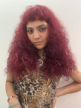 デート 下北沢(DATE) ワインレッド×カーリーヘアチェリーブラウンミディアムレイヤー