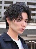 原宿ツイストスパイラルパーマメンズカットセンターパートウルフ