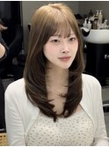 レイヤーカットウルフカットボブグレージュオリーブべージュ