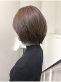 ハッシュボブレイヤーボブ韓国顔周りレイヤーヘーゼルベージュ