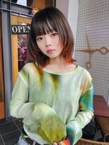 ラパンセ ブルー(LA PENSEE BLEU)&nbsp;エンドカラー　ボブレイヤー　レイヤーカット　毛先オレンジ