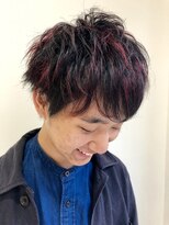 レーヴ(Reve)&nbsp;レッドのハイライトメッシュ×束感ショート【レーヴ】