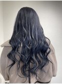 エクステ染め。色落ち綺麗なブルーブラック