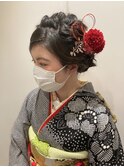 【成人式ヘア】暗髪アップ