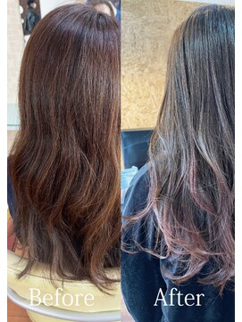 アークスヘアー ピンクアッシュカラーイルミナカラー透明感ナチュラル