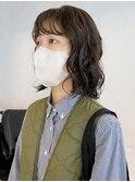 ボブパーマ_グレージュカラーボブウルフココアベージュ_ba420081
