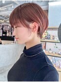 すっきりショート_斜めバンググレージュカラーシルキー_ba443741