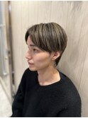 ハイライトカラーベージュミルクティーグレージュ韓国ヘア