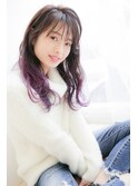 くびれヘア韓国風巻きアプリコットオレンジ夏ハイライトカラー