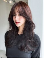 ダル 渋谷/表参道(DAL.)&nbsp;顔周りカットハッシュカットダークブラウンワンホンレイヤー韓国