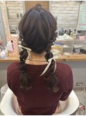 大人かわいいツイン編みおろし