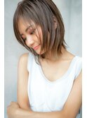 大人かわいい小顔レイヤーボブ×グレージュ　30代40代