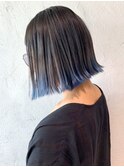 裾カラーボブ_オリーブカラーハイライトカラー_ba302772