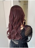 ブリーチなし！レッドカラーゆる巻き艶髪スタイル☆
