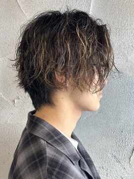 ニアウ 高崎店(Niau) センターパートウルフシャドウパーマメンズパーマメンズ群馬高崎