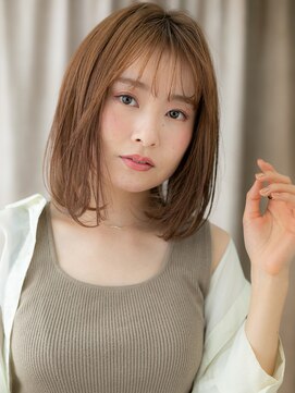 カバーヘア ブリス 川口(COVER HAIR bliss) 透明感カラーブリーチなしミルクブラウン小顔ボブX川口20代30代