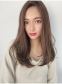 小顔×ナチュラルミディ×アッシュブラウン