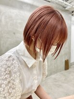 ソーコ 渋谷(SOCO)&nbsp;大人ピンクオレンジベージュミニボブ切りっぱなしケアブリーチ