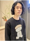 スパイラルパーマツイストパーマアップバングメンズミディアム
