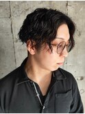 センターパート ツイストスパイラルパーマ 束感 ツーブロック