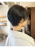 切りっぱなしボブハイライトベージュカラーショートレイヤーロブ