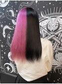 ピンク黒ツートン／pink black／地雷系／派手髪