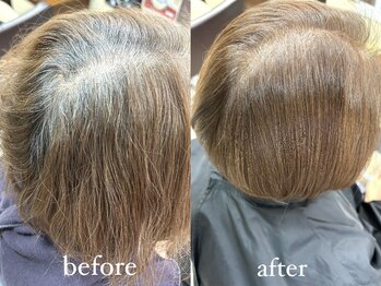 プレールドゥー(Plaire Doux)の写真/【白髪でお悩みな方!脱白髪染めデザインカラー】ファッションカラーを数種類ミックスし透明感のあるstyleに