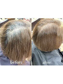 【白髪でお悩みな方!脱白髪染めデザインカラー】ファッションカラーを数種類ミックスし透明感のあるstyleに